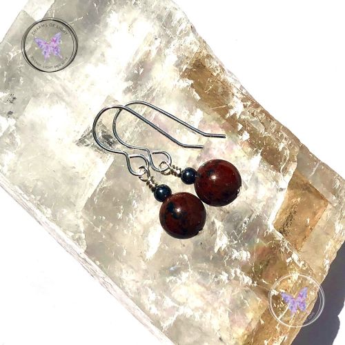 Mahogany Obsidian Hematite Earrings